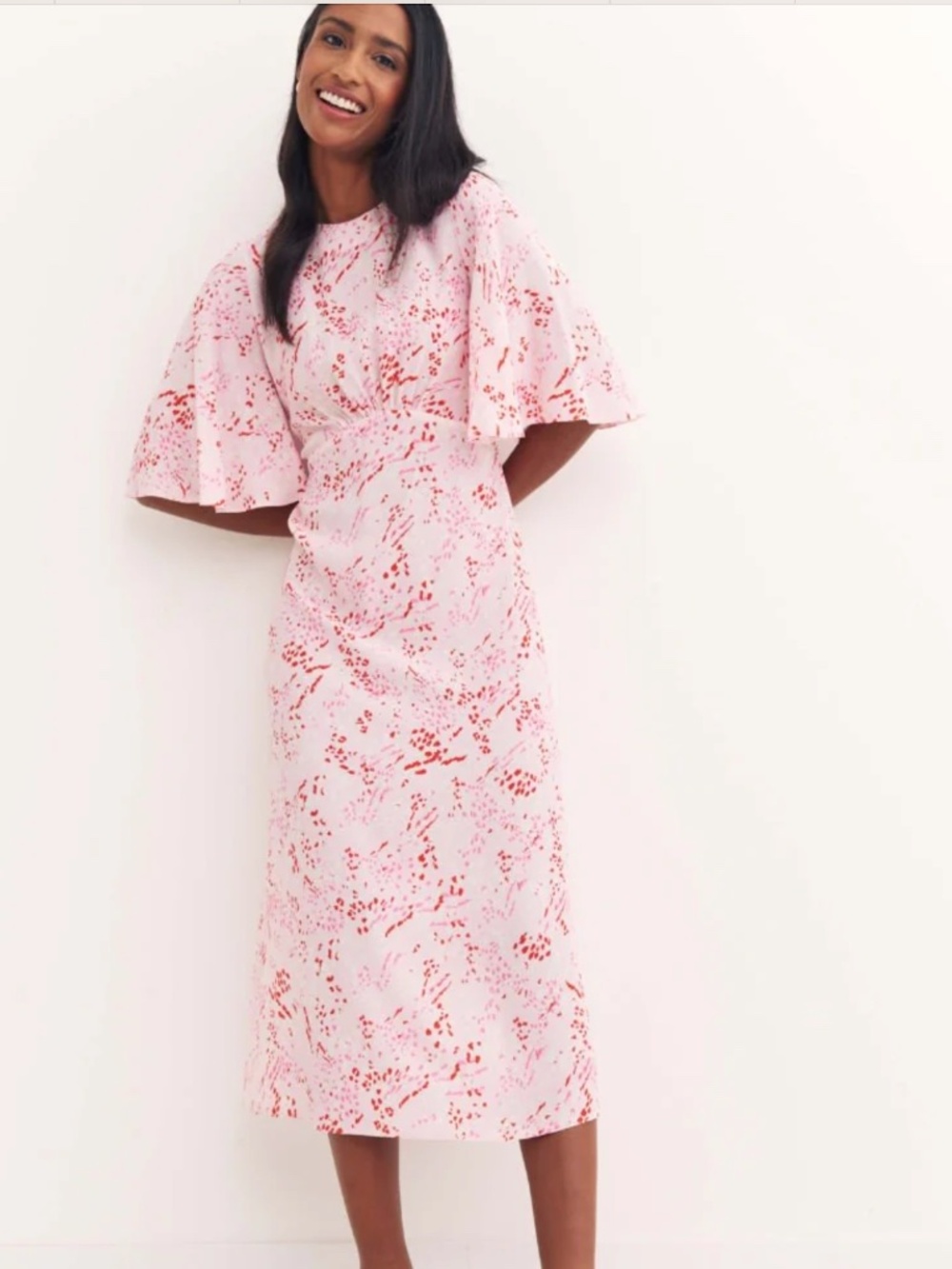 Nobody's Child Eva Pink Leopard Print Midi Dress Size 6 NWT